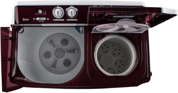 LG 8 kg 5 Star Wind jet dry Semi-Automatic Top Load Washing Machine ( Burgundy, Roller Jet Pulsator) - Image 8