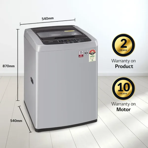 LG 6.5 Kg 5 Star Inverter Turbodrum Fully Automatic Top Loading Washing Machine (T65SKSF4Z, 3 Smart Motion, Tub Clean, Middle Free Silver) - Image 14