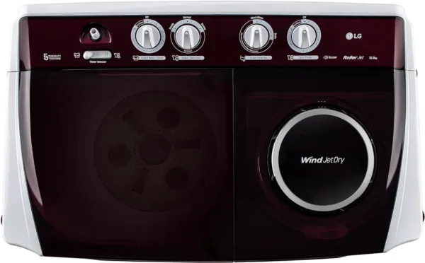 LG 8 kg 5 Star Wind jet dry Semi-Automatic Top Load Washing Machine ( Burgundy, Roller Jet Pulsator) - Image 7