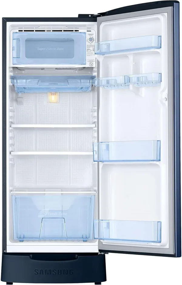 Samsung 183 L, 3 Star, Digital Inverter, Direct-Cool Single Door Refrigerator (RR20C2823CU/NL, Camellia Blue, Base Stand Drawer, 2024 Model) - Image 4