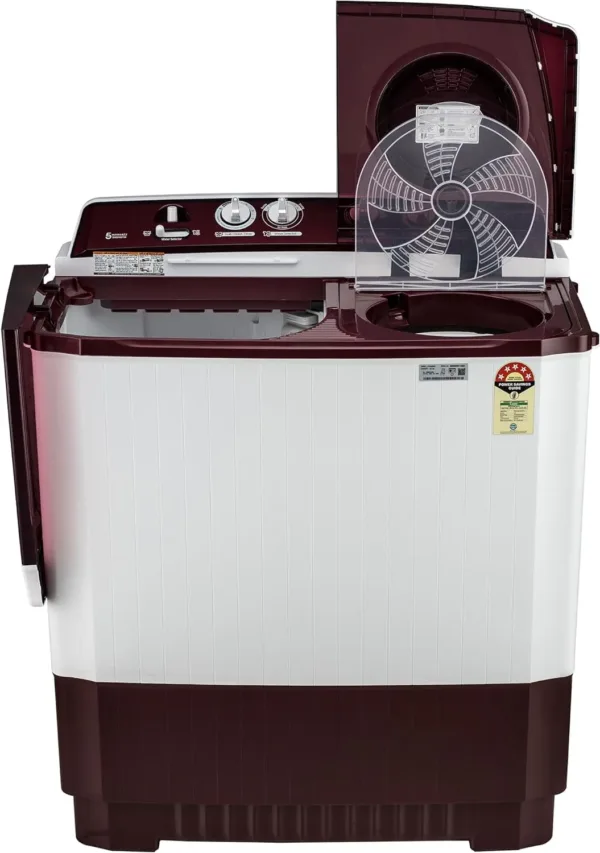 LG 8 kg 5 Star Wind jet dry Semi-Automatic Top Load Washing Machine ( Burgundy, Roller Jet Pulsator) - Image 9