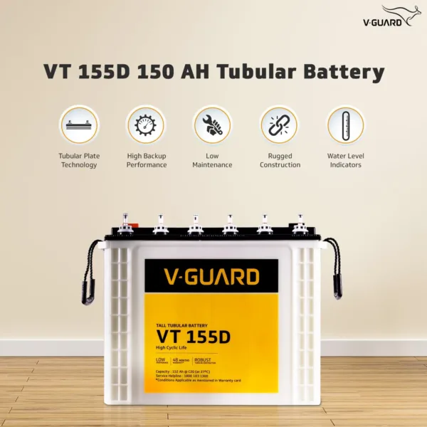 V-Guard VT155D 152AH Tubular Inverter Battery ( Multicolour ) - Image 3