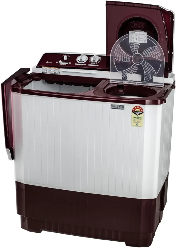 LG 8 kg 5 Star Wind jet dry Semi-Automatic Top Load Washing Machine ( Burgundy, Roller Jet Pulsator) - Image 11