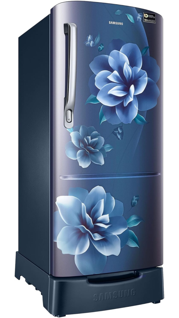 Samsung 183 L, 3 Star, Digital Inverter, Direct-Cool Single Door Refrigerator (RR20C2823CU/NL, Camellia Blue, Base Stand Drawer, 2024 Model) - Image 2