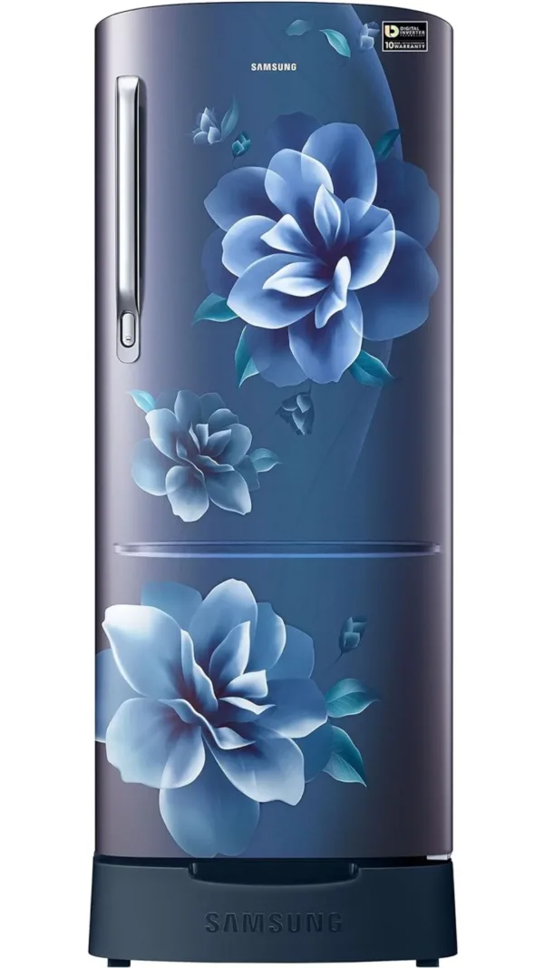 Samsung 183 L, 3 Star, Digital Inverter, Direct-Cool Single Door Refrigerator (RR20C2823CU/NL, Camellia Blue, Base Stand Drawer, 2024 Model)