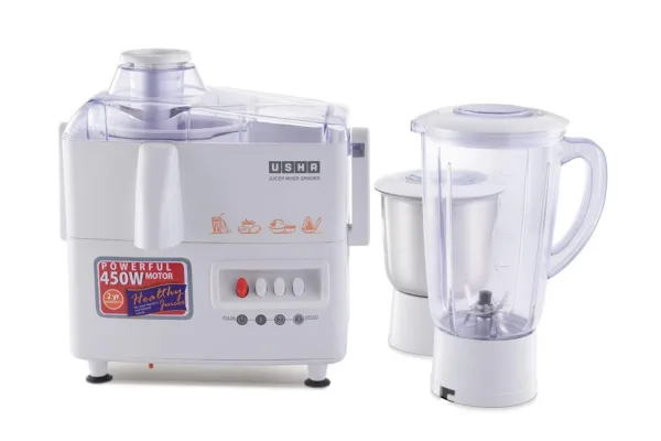 USHA 3345 450-Watt Juicer Mixer Grinder with 2 Jars (White), 450 Watt - Image 3