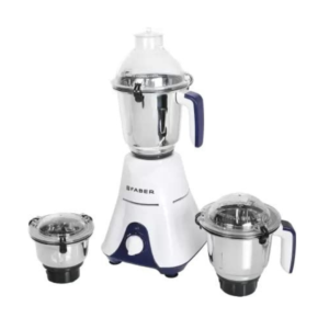 Faber Primo Mixer Grinder, 3 SS clip lock jars and blades || low-noise copper motor, up to 18000 rpm speed || 2 year comprehensive warranty (FMG HILUX 550 W 3J INDIGO) Blue & White